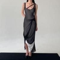 ราคา Mock Two-Piece Sleeveless Asymmetrical Two-Tone Midi Bodycon Dress (1130392712)