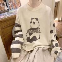 ราคา Dotted & Stripe Sleeve Panda Jacquard Oversized Sweater Off-White - One Size (1130205021)