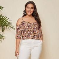 ราคา Plus Size Cold-Shoulder Floral Blouse (1115210963)