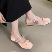 ราคา Hidden Wedge Square Toe Bow Accent Rhinestone Buckled Mary Jane Shoes (1130582982)