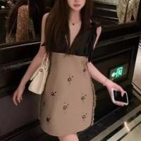 ราคา Sleeveless V-Neck Floral Embroidered Mini A-Line Dress (1130590273)