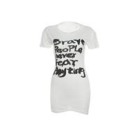 ราคา Short-Sleeve Round Neck Lettering Print Mini Sheath Dress (1130606354)