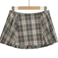 ราคา High Waist Plaid Pleated Buttoned Mini A-Line Skirt (1130606546)