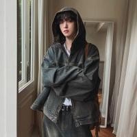 ราคา Washed Hooded Zip-Up Denim Jacket / Mid Rise Wide Leg Jeans (1130638107)
