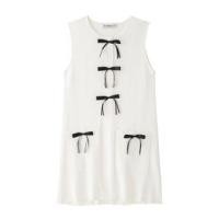 ราคา Sleeveless Crew Neck Bow Accent Mini Shift Knit Dress (1130683303)