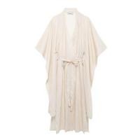 ราคา 3/4-Sleeve V-Neck Stand Collar Striped Tie Waist Slit Midi Wrap Dress (1130683421)