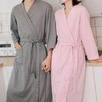 ราคา Couple Matching Plain Tie Waist Waffle Pajama Robe (1130696079)