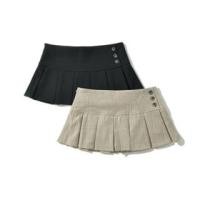 ราคา Low Rise Plain Pleated Buttoned Mini A-Line Skirt (1130720851)