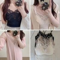 ราคา V-Neck Plain Panel Lace Cami Top (1130739327)