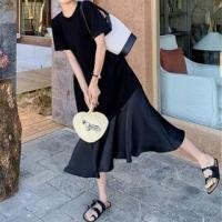 ราคา Short-Sleeve Round Neck Slit Paneled Midi T-Shirt Dress (1130733367)