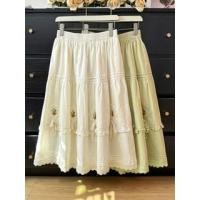 ราคา Ruffled Flower-Embroidered A-Line Midi Skirt (1130758305)
