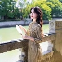 ราคา 3/4 Sleeve Striped Midi Sheath Qipao (1130751942)