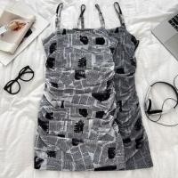 ราคา Spaghetti Strap Patterned Print Ruched Mini Sheath Dress (1130781670)