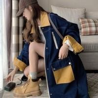 ราคา Collared Washed Panel Midi Zip Denim Trench Coat (1130782482)