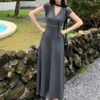 ราคา Short-Sleeve Cutout Plain Maxi Sheath Dress (1129918079)