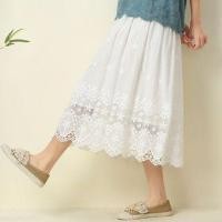 ราคา Embroidered Lace Panel Midi A-Line Skirt (1119682158)
