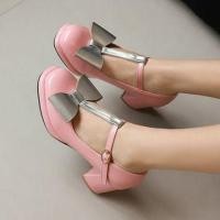 ราคา Block Heel Bow Accent Mary Jane Pumps (1130836008)