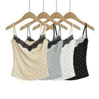 ราคา V-Neck Dotted Panel Lace Camisole Top (1129866331)