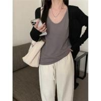 ราคา Scoop Neck Plain Tank Top / Cardigan / Drawstring Waist Loose Fit Pants (1130930432)