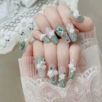 ราคา funtenin - Floral Press On Nail With Jelly Glue Kit - Put On - Aqua Green - One Size (1129718159)