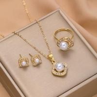 ราคา Set: Faux Pearl Rhinestone Pendant Alloy Necklace + Open Ring + Stud Earring 5985801HB - Set of 3 - Necklace & Open Ring & Stud Earring - Gold - One Size (1129396082)