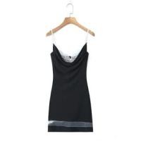 ราคา Spaghetti Strap Plain Lace Trim Mesh Panel Mini Bodycon Dress (1129694937)