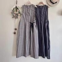 ราคา Sleeveless Crewneck Striped Midi A-Line Dress (1128422930)