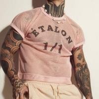 ราคา Short-Sleeve Crew Neck Lettering Print Mesh Top (1128041353)