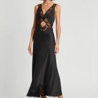 ราคา Sleeveless V-Neck Plain Lace Panel Cutout Maxi Mermaid Dress (1128286564)