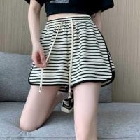 ราคา Drawstring Waist Striped Wide Leg Sweat Shorts (1128276945)