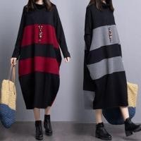 ราคา Long-Sleeve Turtleneck Two Tone Midi Tunic Dress (1126471246)
