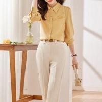 ราคา Set: Long-Sleeve Faux Pearl Frill Trim Shirt + High Waist Dress Pants (Various Designs) (1127724858)
