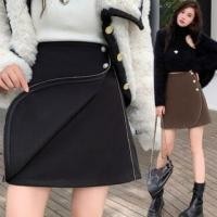 ราคา High Waist Plain Buttoned Mini A-Line Skirt (1127704639)