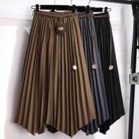 ราคา High Waist Asymmetrical Pleated A-Line Skirt (1130969002)