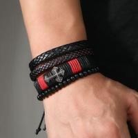 ราคา Set of 4: Faux Leather Bracelet Set Of 4 - Black & Red - One Size (1130972242)