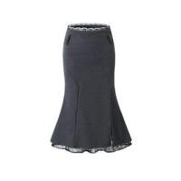 ราคา High Waist Lace Panel Slit Midi Fishtail Skirt (1130964688)