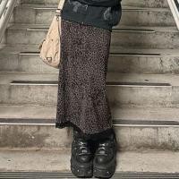 ราคา High Waist Leopard Print Lace Trim Mesh Midi A-Line Skirt (1130977511)