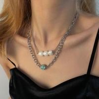 ราคา Heart Faux Gemstone Layered Alloy Choker Silver - One Size (1124830836)