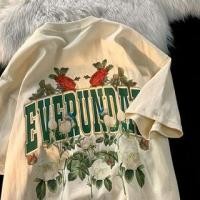 ราคา Elbow-Sleeve Round Neck Floral Print T-Shirt (1130994012)