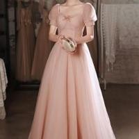 ราคา Short-Sleeve Bow Mesh Panel A-Line Evening Gown (1128602492)