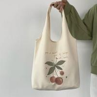 ราคา Cherry Print Canvas Tote Bag Off-White - One Size (1117951361)