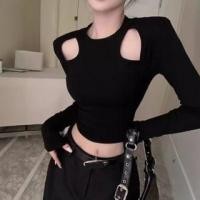 ราคา Long Sleeve Cut-Out Plain Slim-Fit Crop Top (1131012919)