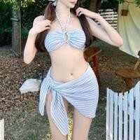 ราคา Set: Halter Striped Bikini + Cover Up Skirt + Headscarf (1131017540)