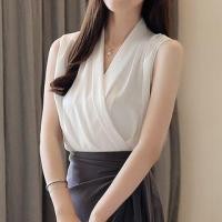 ราคา V-Neck Sleeveless Chiffon Blouse (1076497951)