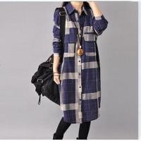 ราคา Long-Sleeve Midi Plaid Shirtdress (1087186001)