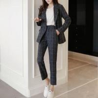 ราคา Set: Plaid Double-Breasted Blazer + Cropped Dress Pants (1099111645)