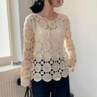 ราคา Long-Sleeve Crewneck Perforated Plain Top Off-White - One Size (1131023113)