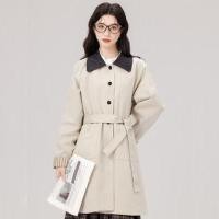 ราคา Contrast Collar Striped Panel Single-Breasted Trench Coat (1131007899)