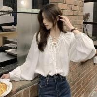 ราคา Long Sleeve Tie Neck Plain Frill Blouse (1131050507)