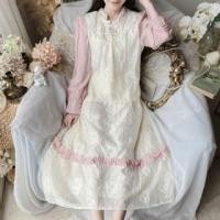 ราคา Set: Puff-Sleeve Frog Buttoned Lace Blouse + High Rise Floral Ruffled Midi A-Line Skirt (1131078630)
